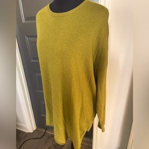 John Mark Chartreuse/Olive Green Asymmetric Hem Slouchy Sweater. Unique Color! M